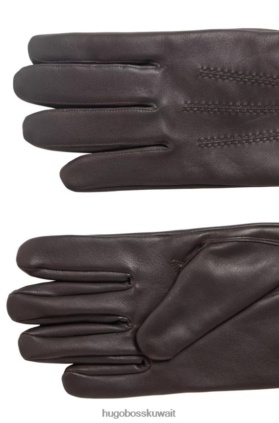 4TFNJN594 بني / أسود / كحلي Hugo Boss قفازات جلدية هاينز 50437119 بني