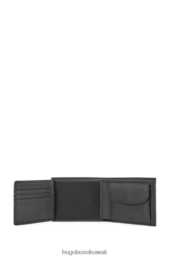 4TFNJN603 أسود Hugo Boss محفظة ثلاثية الطي كروستاون 50441646، أسود