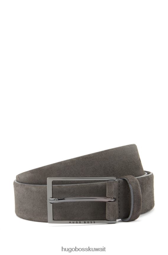 4TFNJN626 البحرية / الرمادي / البيج Hugo Boss حزام من جلد الغزال كاليندو 50375225 البحرية