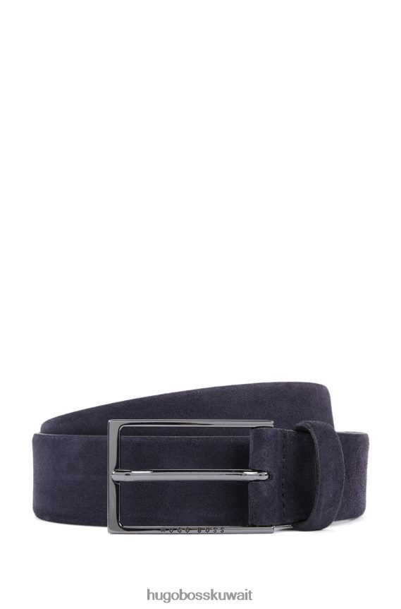 4TFNJN626 البحرية / الرمادي / البيج Hugo Boss حزام من جلد الغزال كاليندو 50375225 البحرية