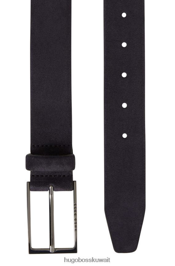 4TFNJN626 البحرية / الرمادي / البيج Hugo Boss حزام من جلد الغزال كاليندو 50375225 البحرية