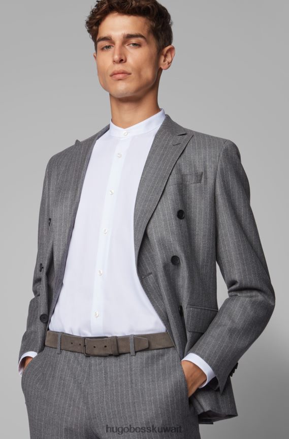 4TFNJN626 البحرية / الرمادي / البيج Hugo Boss حزام من جلد الغزال كاليندو 50375225 البحرية