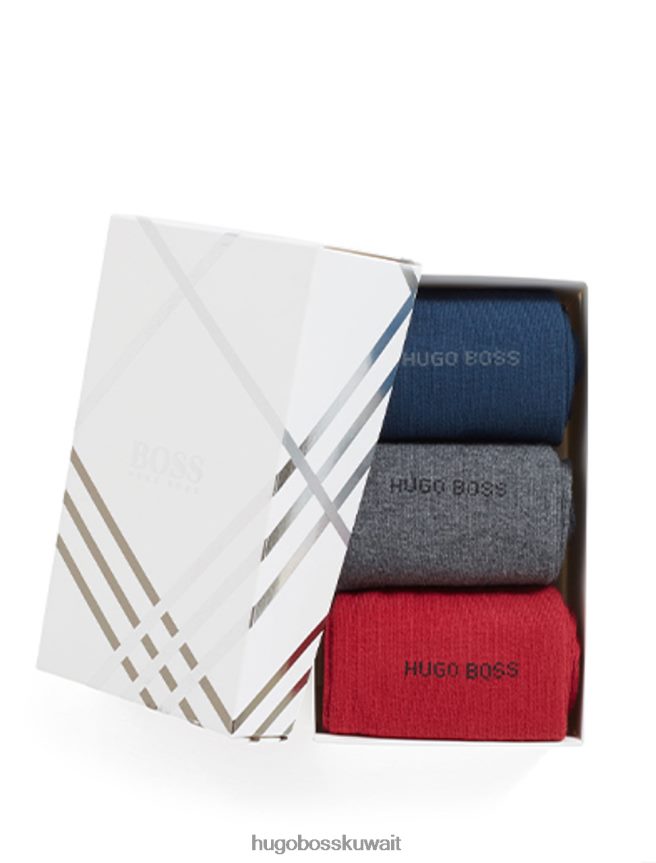 4TFNJN636 أسود/كحلي/أحمر Hugo Boss 3 قطع جوارب 50422005 أسود