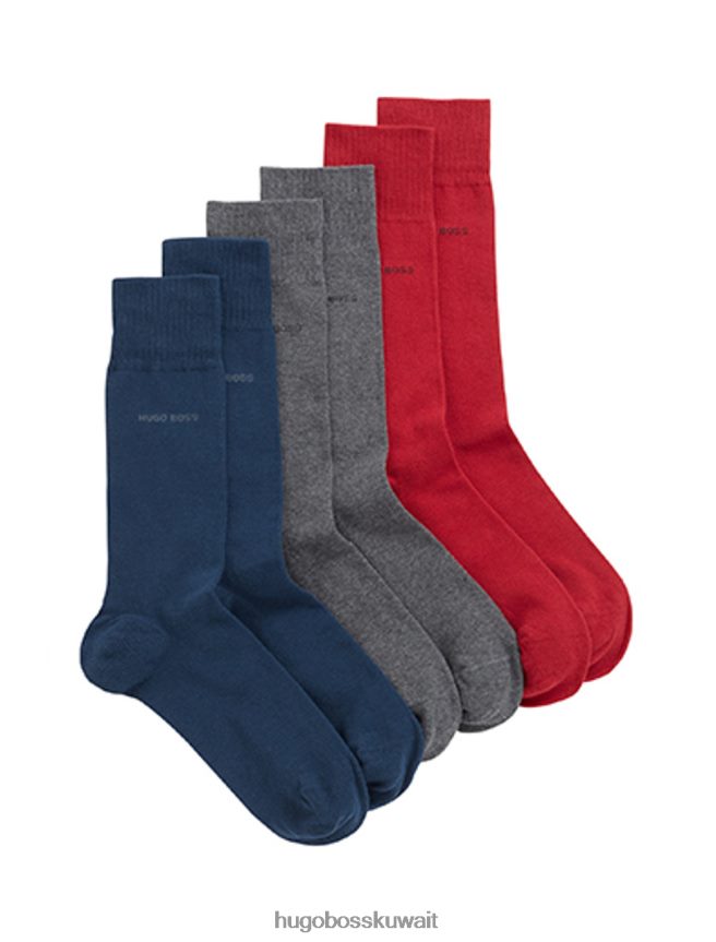 4TFNJN636 أسود/كحلي/أحمر Hugo Boss 3 قطع جوارب 50422005 أسود