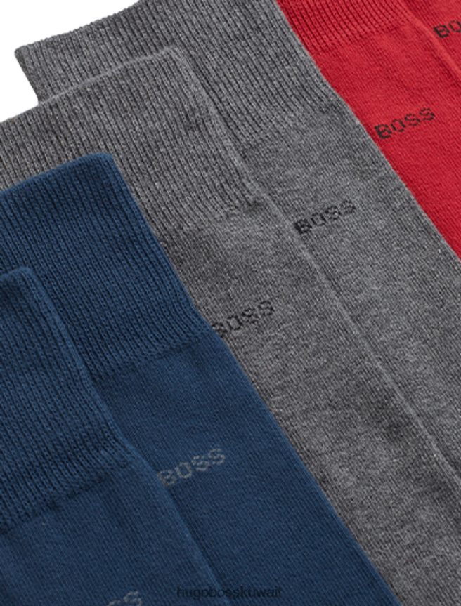 4TFNJN636 أسود/كحلي/أحمر Hugo Boss 3 قطع جوارب 50422005 أسود