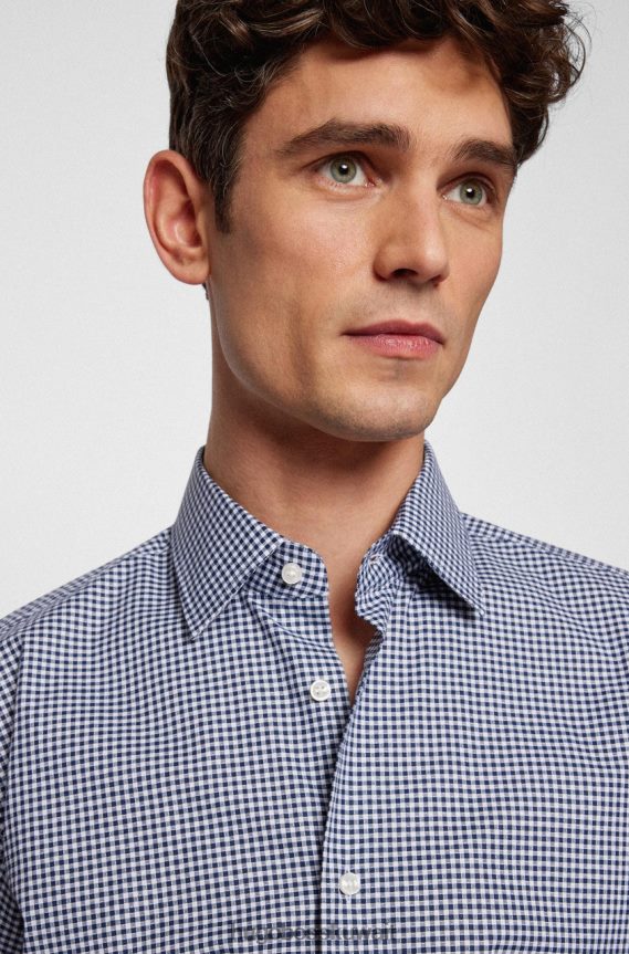 4TFNJN63 أزرق/وردي/كحلي Hugo Boss قميص الحافلة h-جو 50469369 أزرق