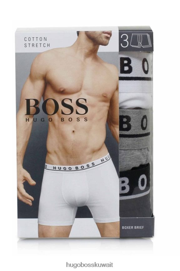 4TFNJN654 متنوعة/رمادي مفتوح/أسود/أزرق/أبيض Hugo Boss بوكسر 3 قطع - 50325403 متنوع