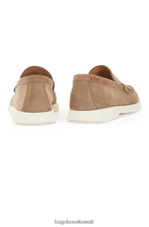 4TFNJN661 بيج/أزرق داكن Hugo Boss حذاء موكاسين من جلد الغزال 50471122 بيج