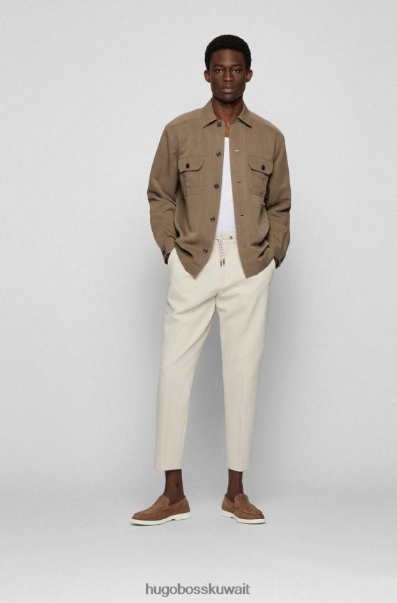 4TFNJN661 بيج/أزرق داكن Hugo Boss حذاء موكاسين من جلد الغزال 50471122 بيج