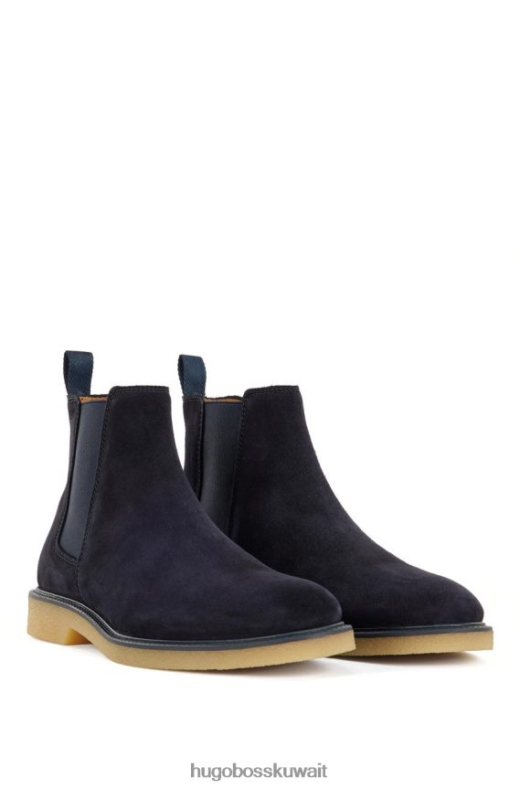 4TFNJN671 بني غامق/أزرق غامق Hugo Boss حذاء من جلد الغزال تونلي 50460014 بني داكن