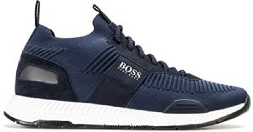 4TFNJN689 البحرية / الأسود Hugo Boss حذاء رياضي من التيتانيوم - 50452034 كحلي