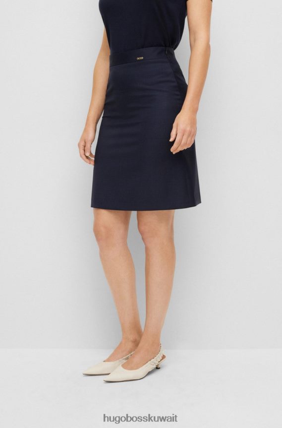 4TFNJN699 الأزرق الداكن Hugo Boss تنورة عالية الارتفاع فانوا 50477573 باللون الأزرق الداكن