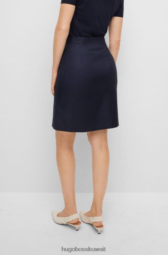 4TFNJN699 الأزرق الداكن Hugo Boss تنورة عالية الارتفاع فانوا 50477573 باللون الأزرق الداكن