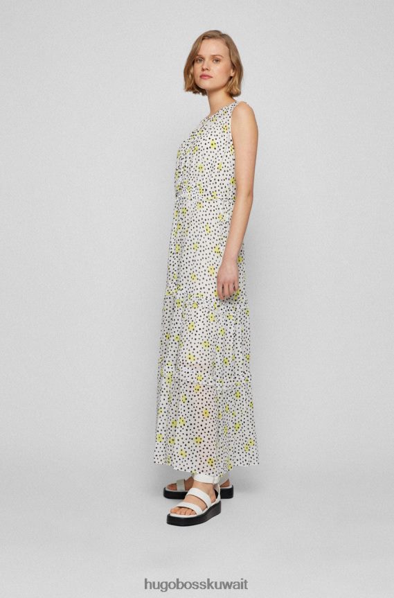 4TFNJN707 com.whitepattern Hugo Boss فستان دابيلا 50473254 نمط أبيض