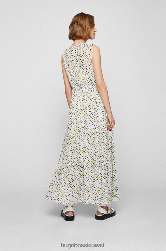 4TFNJN707 com.whitepattern Hugo Boss فستان دابيلا 50473254 نمط أبيض
