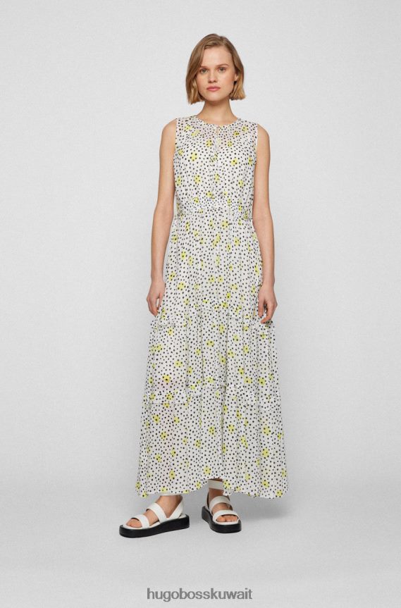 4TFNJN707 com.whitepattern Hugo Boss فستان دابيلا 50473254 نمط أبيض