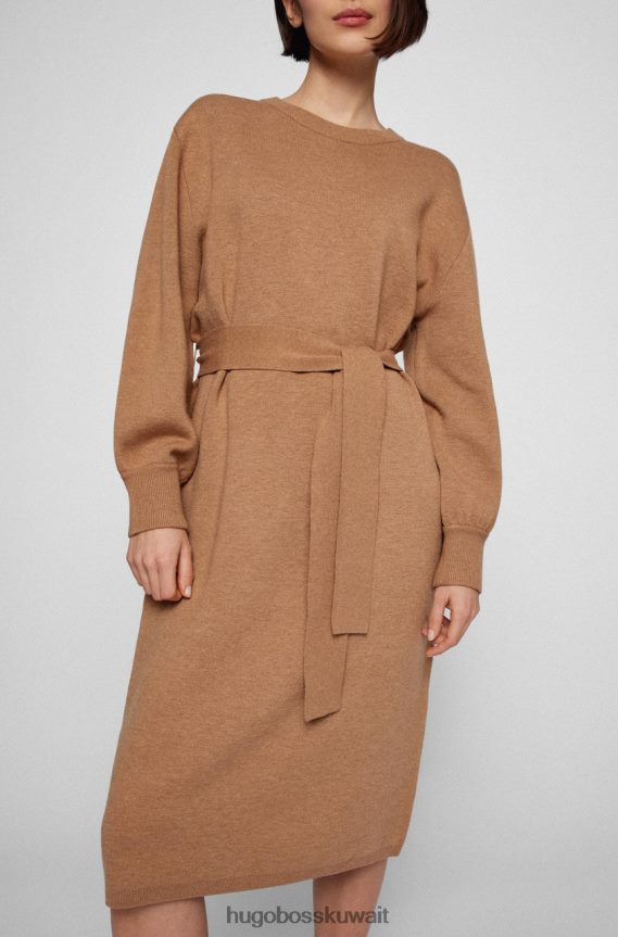 4TFNJN728 البني الفاتح Hugo Boss فستان متماسكة C فوسيانا 50466413 بني فاتح