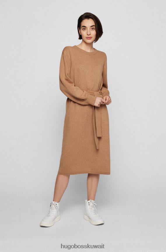 4TFNJN728 البني الفاتح Hugo Boss فستان متماسكة C فوسيانا 50466413 بني فاتح