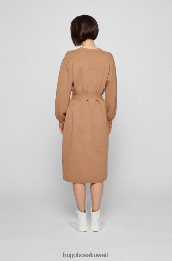 4TFNJN728 البني الفاتح Hugo Boss فستان متماسكة C فوسيانا 50466413 بني فاتح