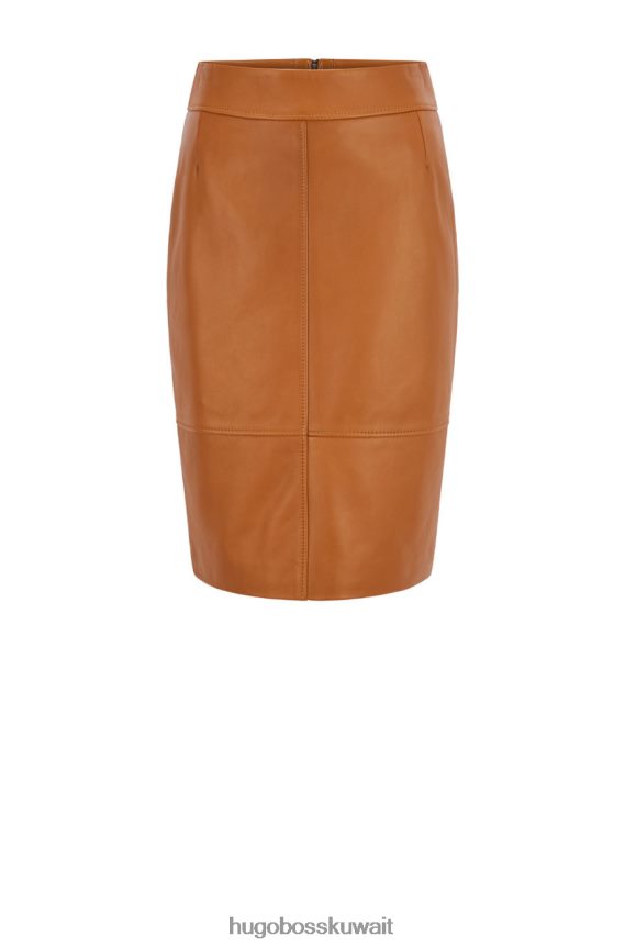 4TFNJN735 أسود/تان/أزرق Hugo Boss تنورة جلدية Selrita 50460741 أسود