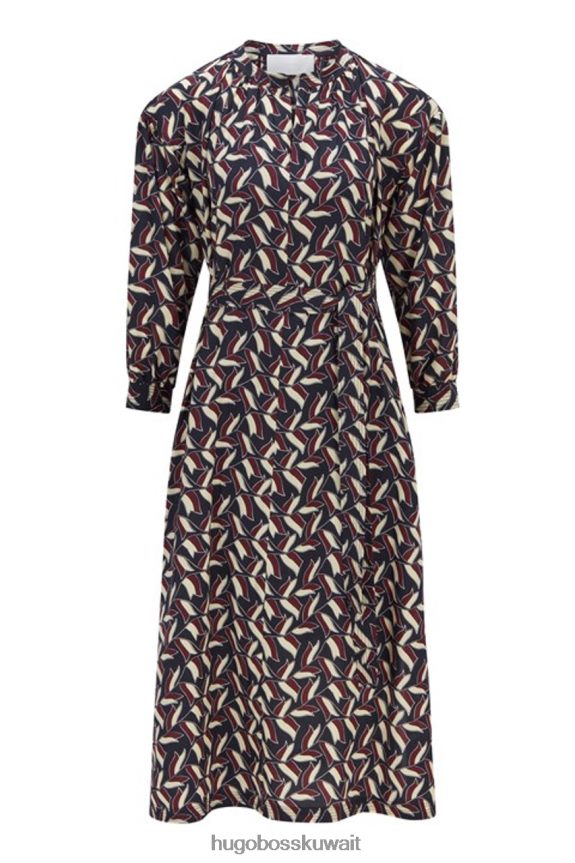 4TFNJN741 البحرية/زهرة النبيذ Hugo Boss فستان دياني 50459240 كحلي