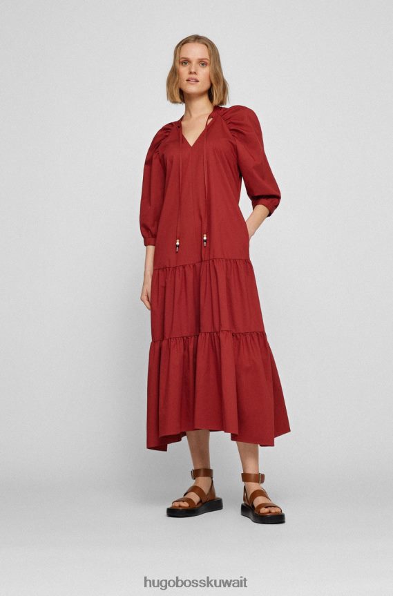 4TFNJN744 احمر غامق Hugo Boss فستان ديبيرا 50469188 أحمر داكن