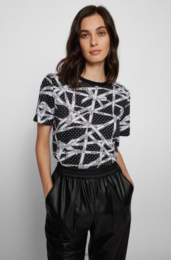 4TFNJN754 أسود Hugo Boss تي شيرت غير ملفوف Ecosa 50466256 أسود