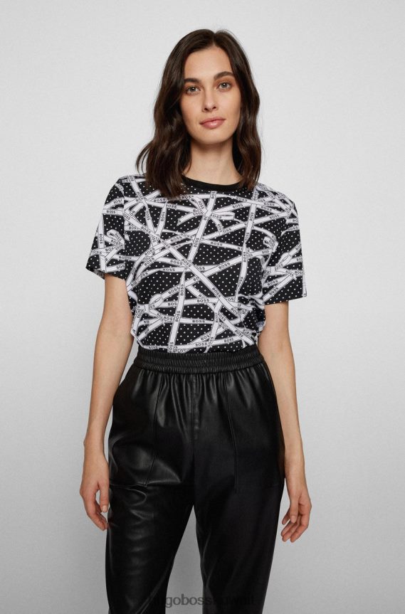 4TFNJN754 أسود Hugo Boss تي شيرت غير ملفوف Ecosa 50466256 أسود