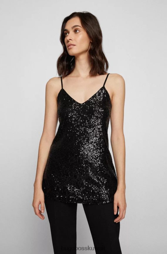 4TFNJN756 الذهب الأسود Hugo Boss كامي توب سي إيسان 50464155 أسود