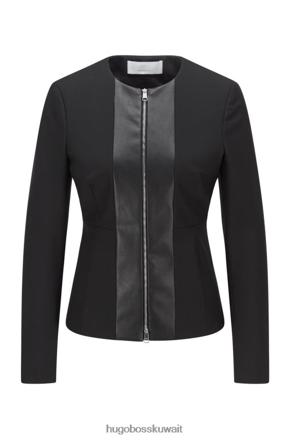 4TFNJN768 أسود Hugo Boss سترة بدون ياقة جاسنيا 50457863 أسود