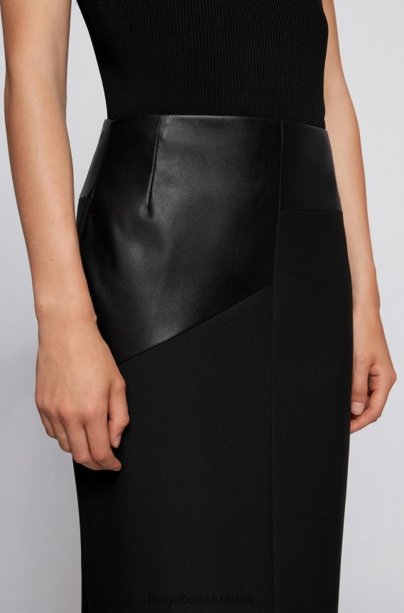 4TFNJN776 أسود Hugo Boss تنورة قلم رصاص فيزونا 50457884 أسود