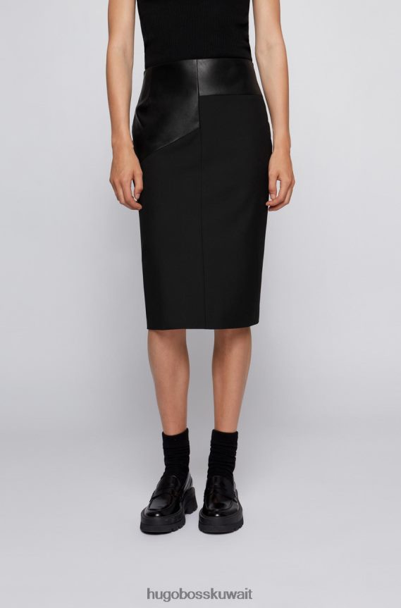 4TFNJN776 أسود Hugo Boss تنورة قلم رصاص فيزونا 50457884 أسود