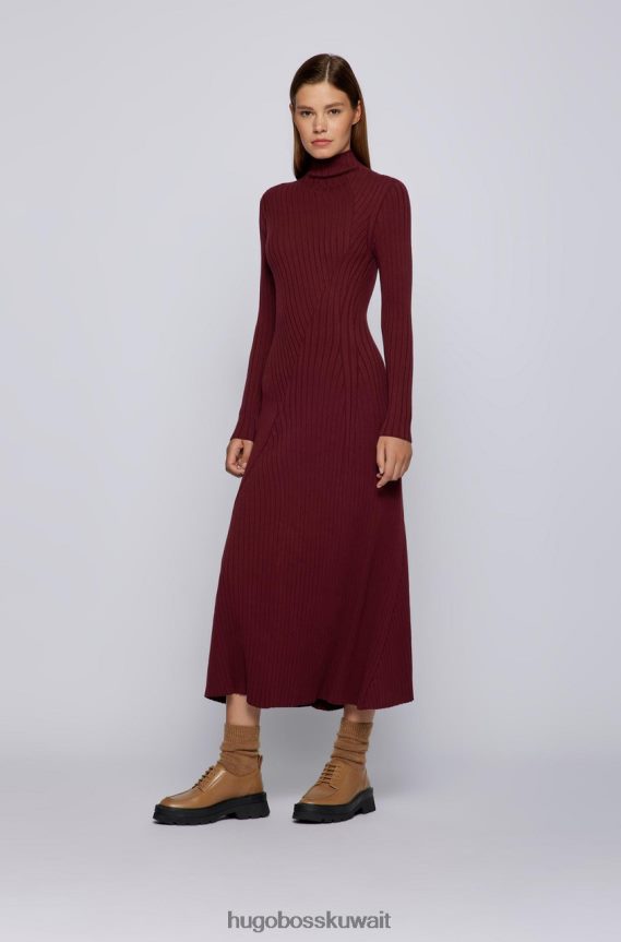 4TFNJN778 خمر Hugo Boss فستان متماسكة فيرن 50461770 النبيذ