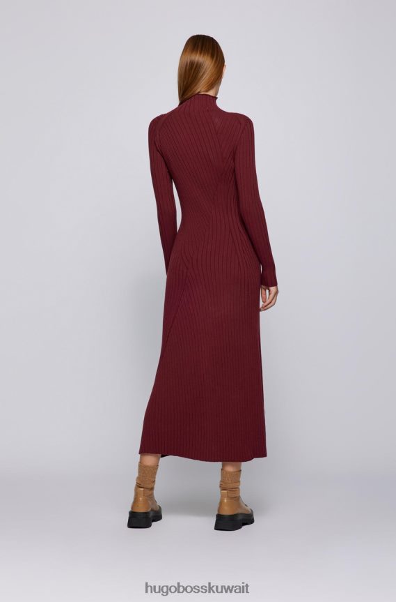 4TFNJN778 خمر Hugo Boss فستان متماسكة فيرن 50461770 النبيذ