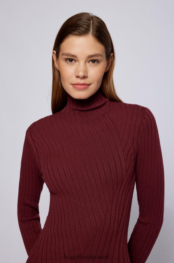 4TFNJN778 خمر Hugo Boss فستان متماسكة فيرن 50461770 النبيذ