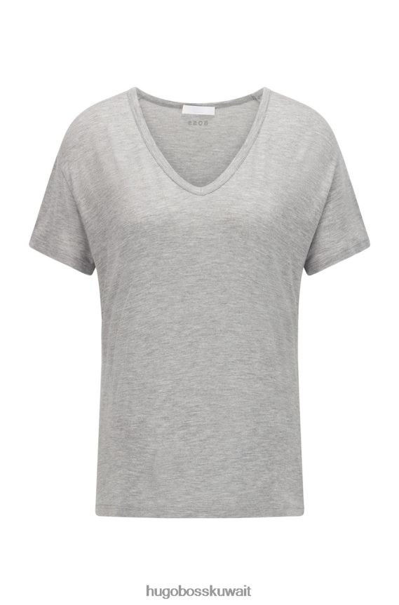 4TFNJN785 رمادي Hugo Boss تي شيرت برقبة على شكل حرف V إيفينا 50458594 رمادي