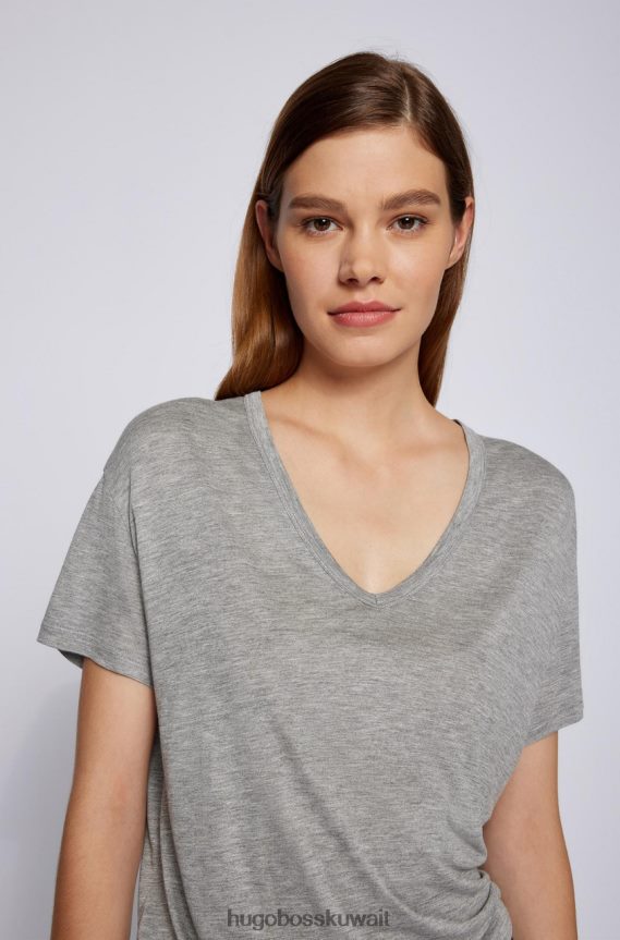 4TFNJN785 رمادي Hugo Boss تي شيرت برقبة على شكل حرف V إيفينا 50458594 رمادي