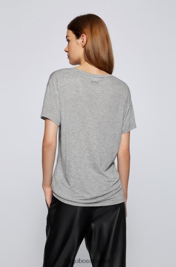 4TFNJN785 رمادي Hugo Boss تي شيرت برقبة على شكل حرف V إيفينا 50458594 رمادي