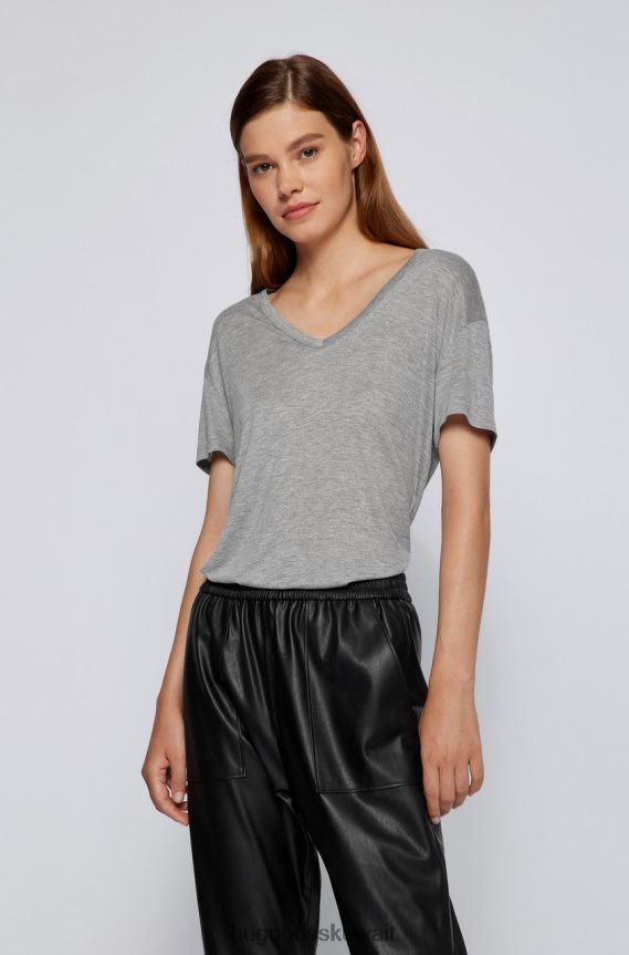 4TFNJN785 رمادي Hugo Boss تي شيرت برقبة على شكل حرف V إيفينا 50458594 رمادي
