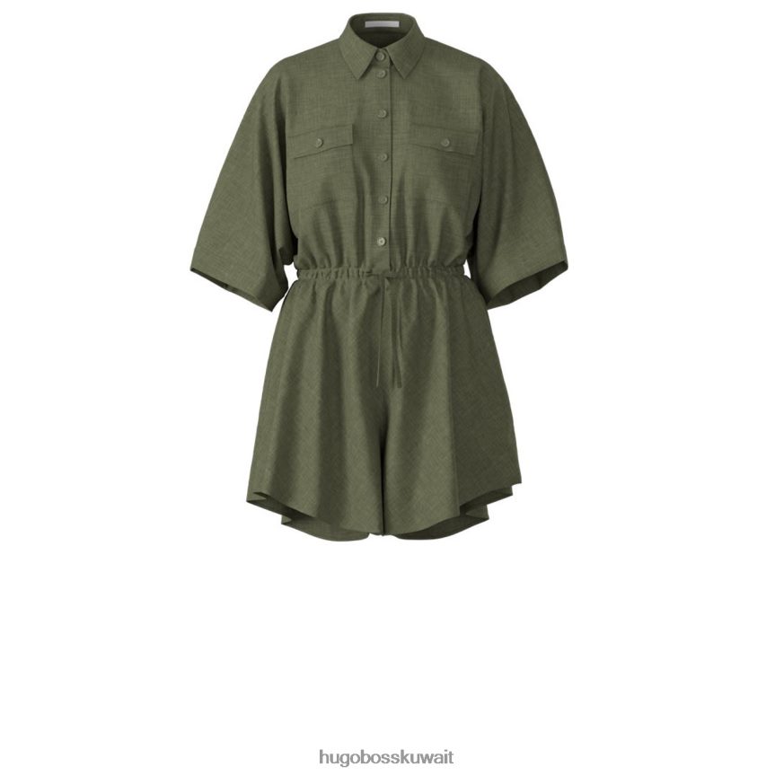 4TFNJN786 أبيض/أخضر داكن Hugo Boss فستان ج جر 50453785 أبيض