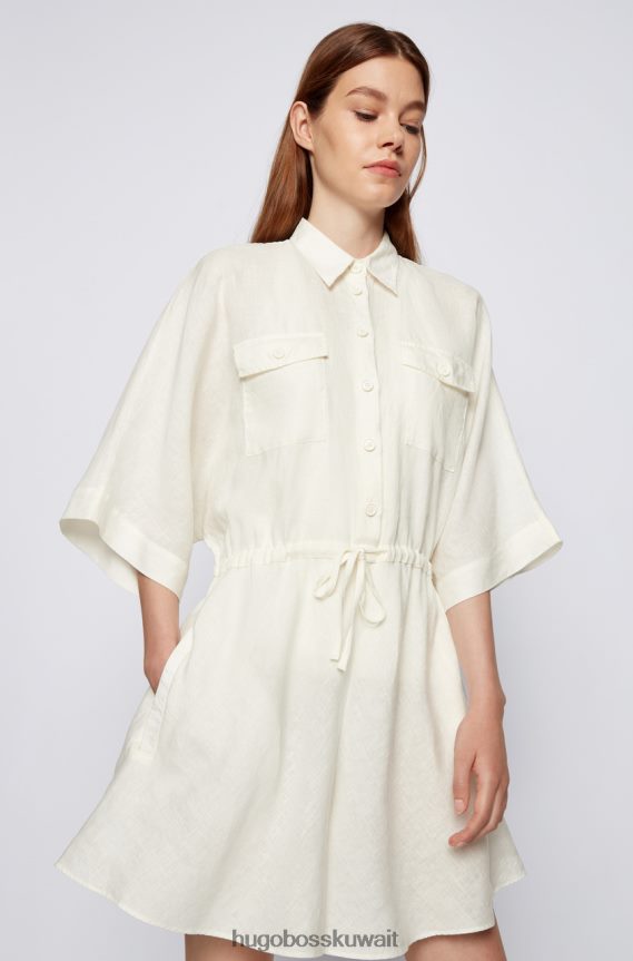 4TFNJN786 أبيض/أخضر داكن Hugo Boss فستان ج جر 50453785 أبيض