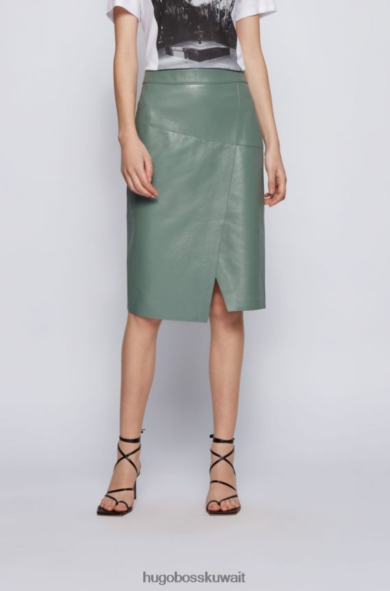 4TFNJN792 أسود/باستيلجرين Hugo Boss تنورة جلدية سيلوا 50453185 أسود