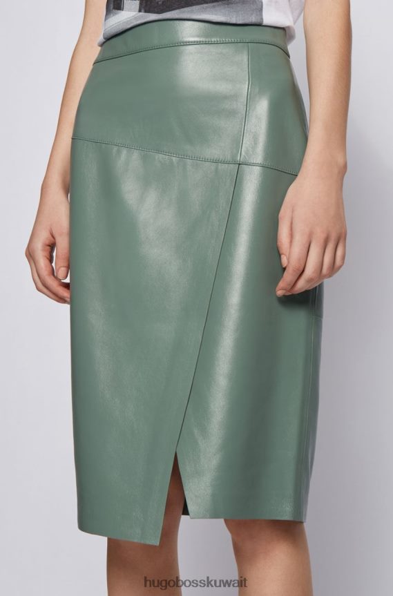 4TFNJN792 أسود/باستيلجرين Hugo Boss تنورة جلدية سيلوا 50453185 أسود