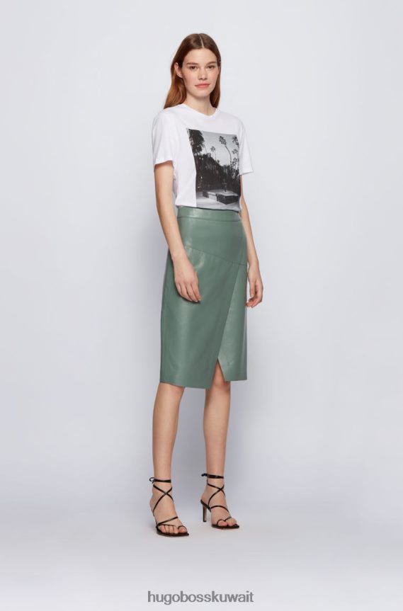 4TFNJN792 أسود/باستيلجرين Hugo Boss تنورة جلدية سيلوا 50453185 أسود