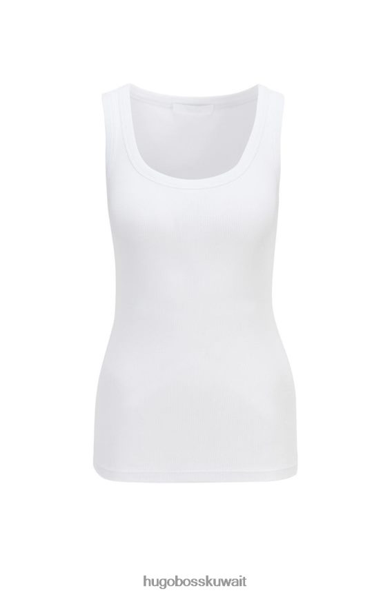 4TFNJN800 أبيض / أخضر Hugo Boss بلوزة برقبة واسعة 50447753 أبيض