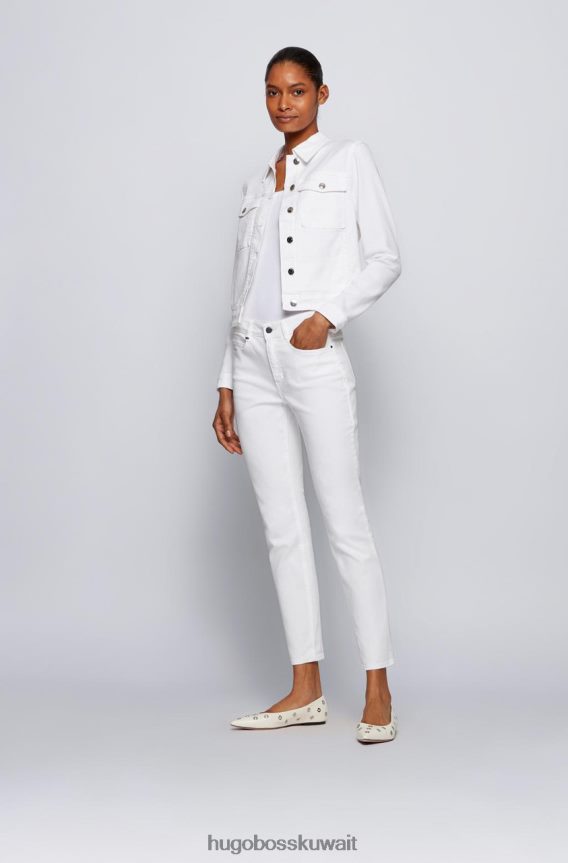 4TFNJN800 أبيض / أخضر Hugo Boss بلوزة برقبة واسعة 50447753 أبيض