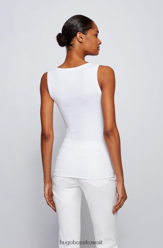 4TFNJN800 أبيض / أخضر Hugo Boss بلوزة برقبة واسعة 50447753 أبيض