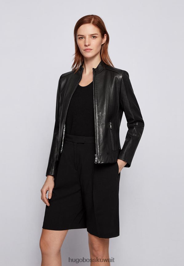 4TFNJN803 أسود Hugo Boss سترة جلدية ج Sabella1 50453173 أسود