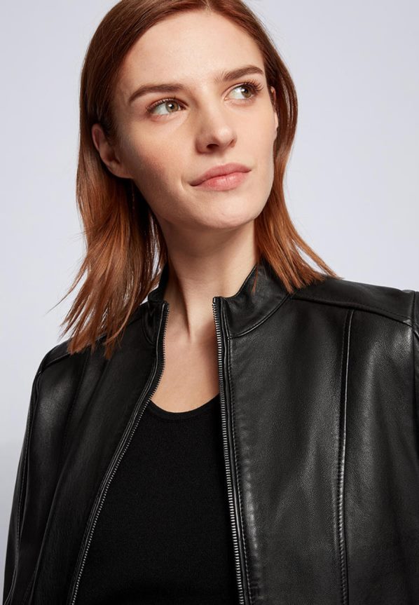 4TFNJN803 أسود Hugo Boss سترة جلدية ج Sabella1 50453173 أسود