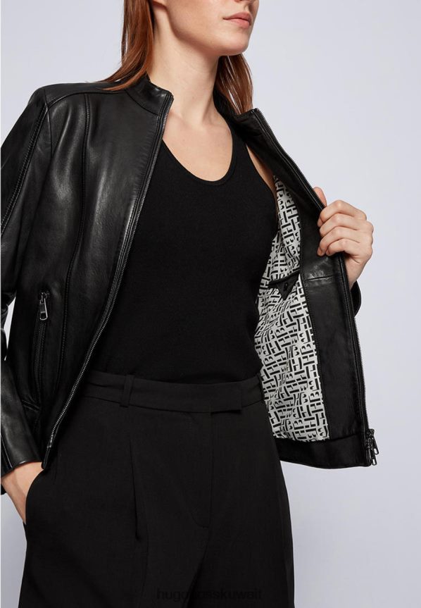 4TFNJN803 أسود Hugo Boss سترة جلدية ج Sabella1 50453173 أسود